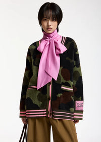Essentiel Antwerp Kamoo Camouflage Knit Cardigan Brown/Khaki/Pink