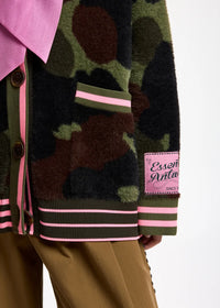 Essentiel Antwerp Kamoo Camouflage Knit Cardigan Brown/Khaki/Pink