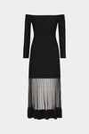 Milly Off The Shoulder Sheer Knit Midi Dress
