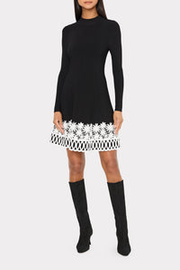 Milly Lace Trim Fit And Flare Mini Dress