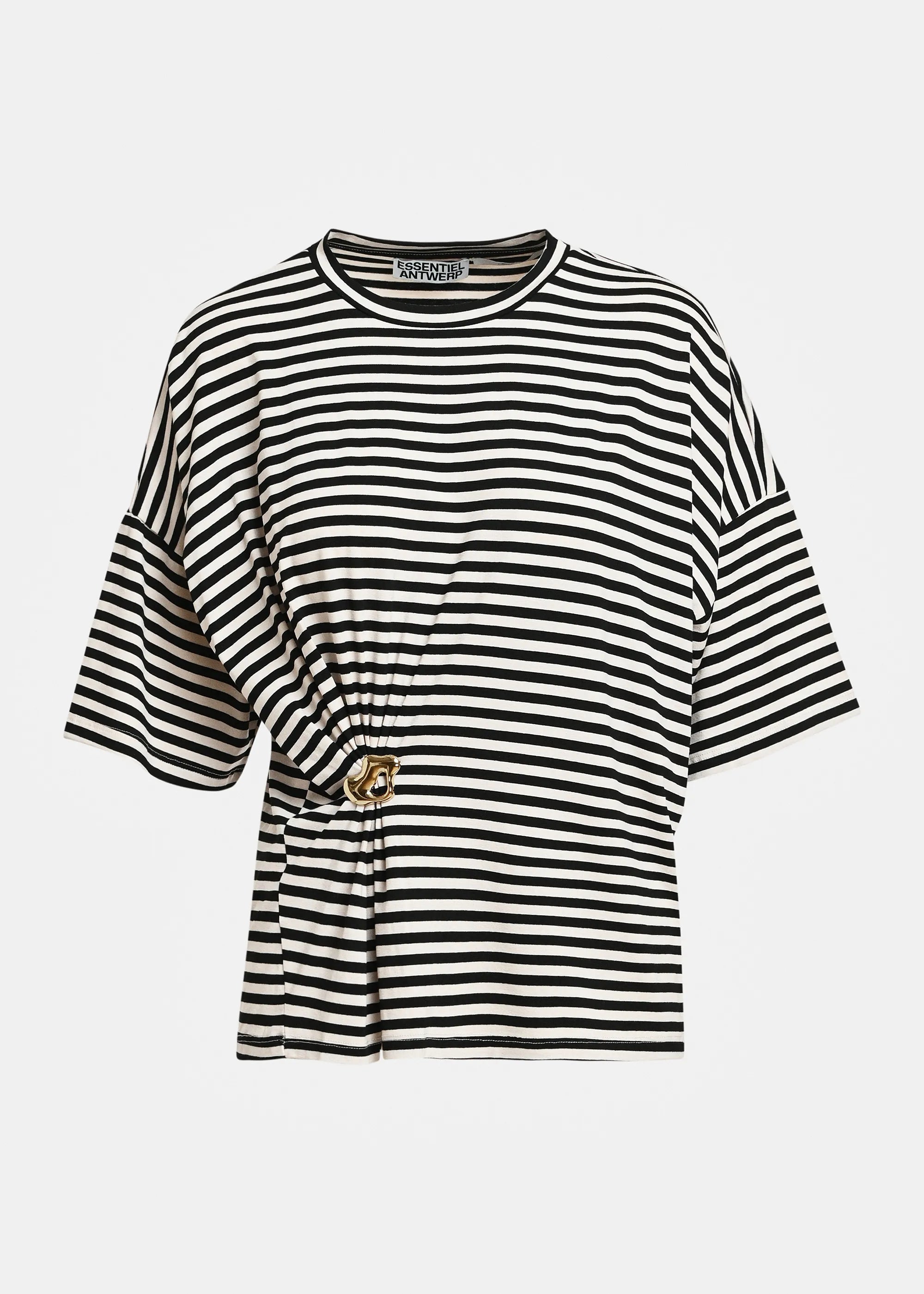 Essentiel K3BL-COMBO3 Kriss T-shirt rayé avec broche Noir
