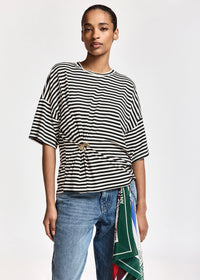 Essentiel K3BL-COMBO3 Kriss T-shirt rayé avec broche Noir