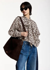 Essentiel Antwerp Kroon Suede Leather Shopper Bag Cigar Lounge