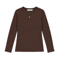 Kerri Rosenthal Long-Sleeve Rib Tee Brown