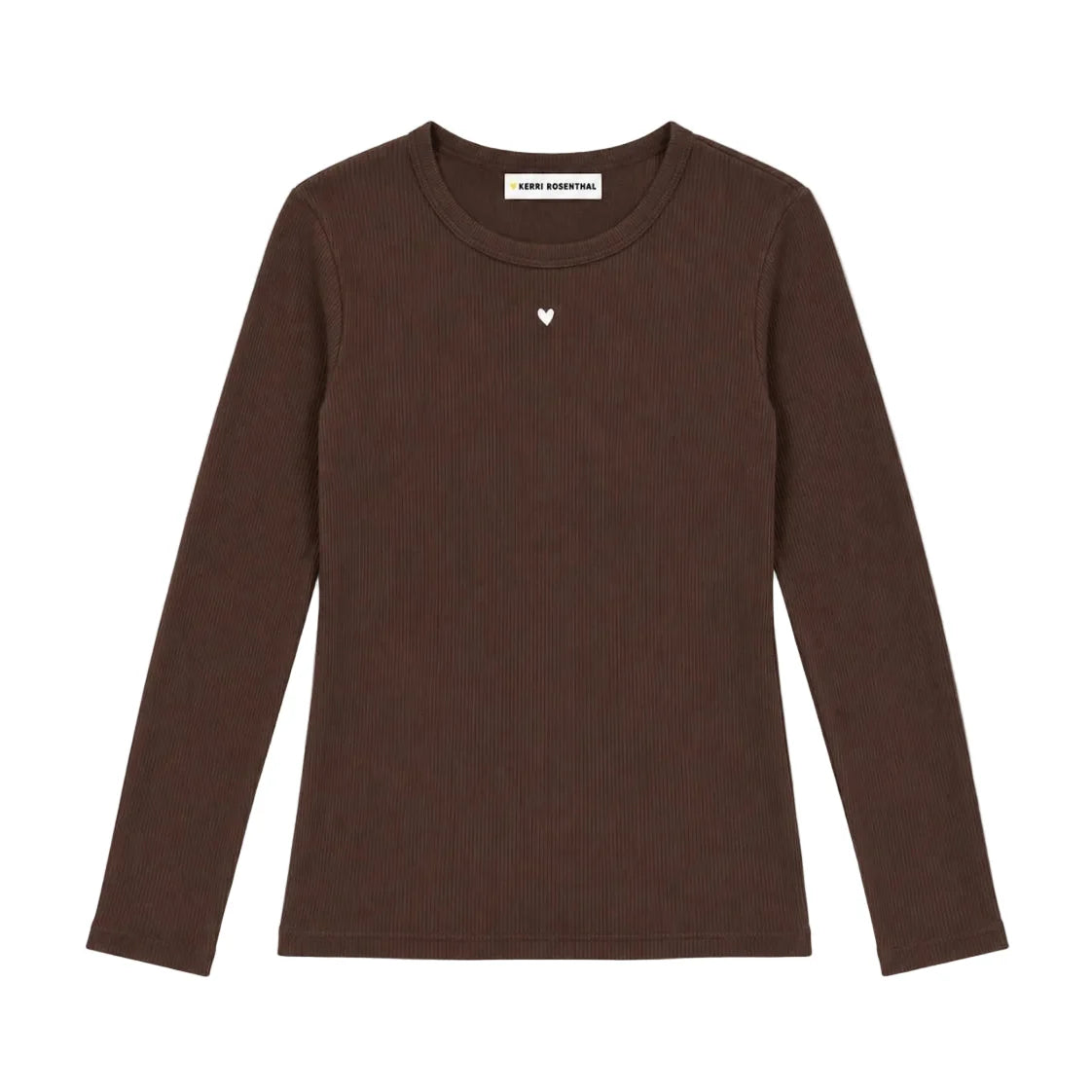 Kerri Rosenthal Long-Sleeve Rib Tee Brown