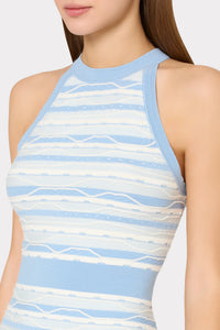 Milly Sadie Stripe Mini Dress Blue Multi