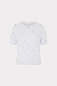 Pull orné de strass Milly Rosalyn Bleu clair mélangé