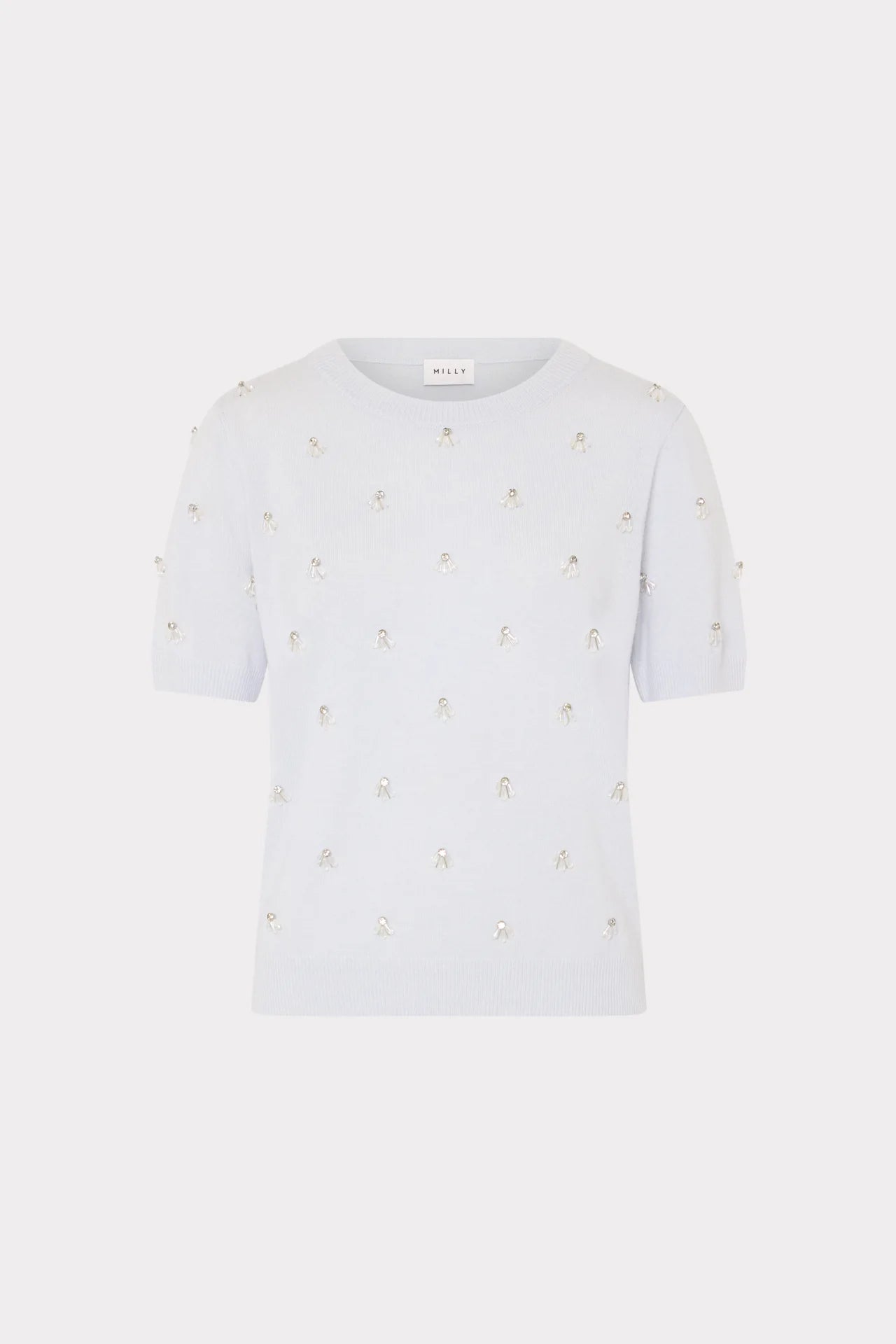 Pull orné de strass Milly Rosalyn Bleu clair mélangé