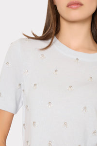Pull orné de strass Milly Rosalyn Bleu clair mélangé