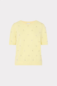 Milly Rosalyn Rhinestone Embellished Sweater Light Yellow