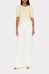Milly Rosalyn Rhinestone Embellished Sweater Light Yellow