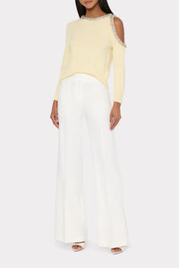 Pull orné de cristaux Milly Roma Jaune clair
