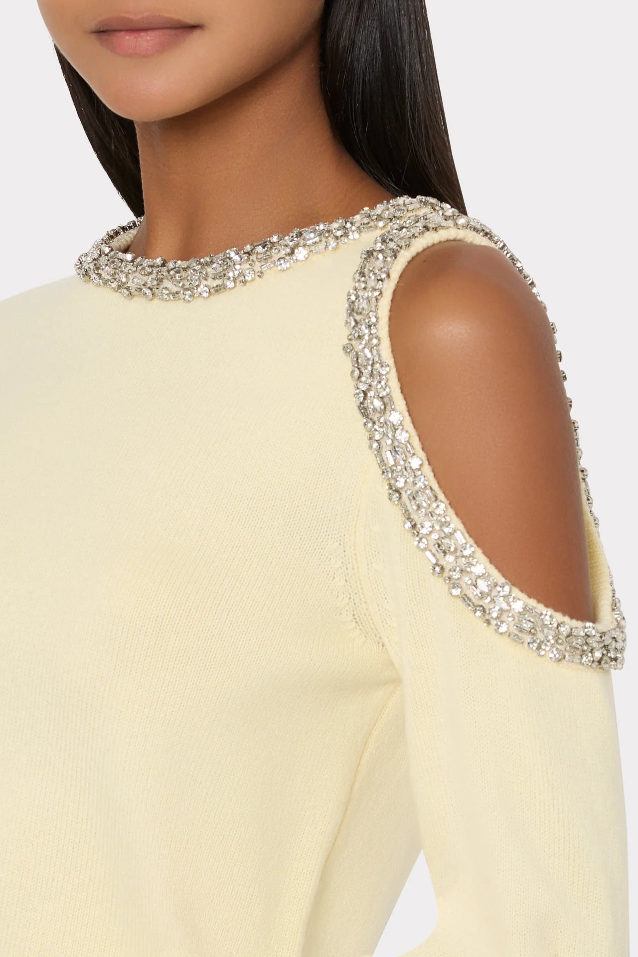 Pull orné de cristaux Milly Roma Jaune clair