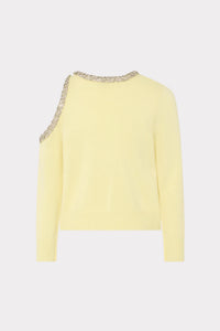 Pull orné de cristaux Milly Roma Jaune clair