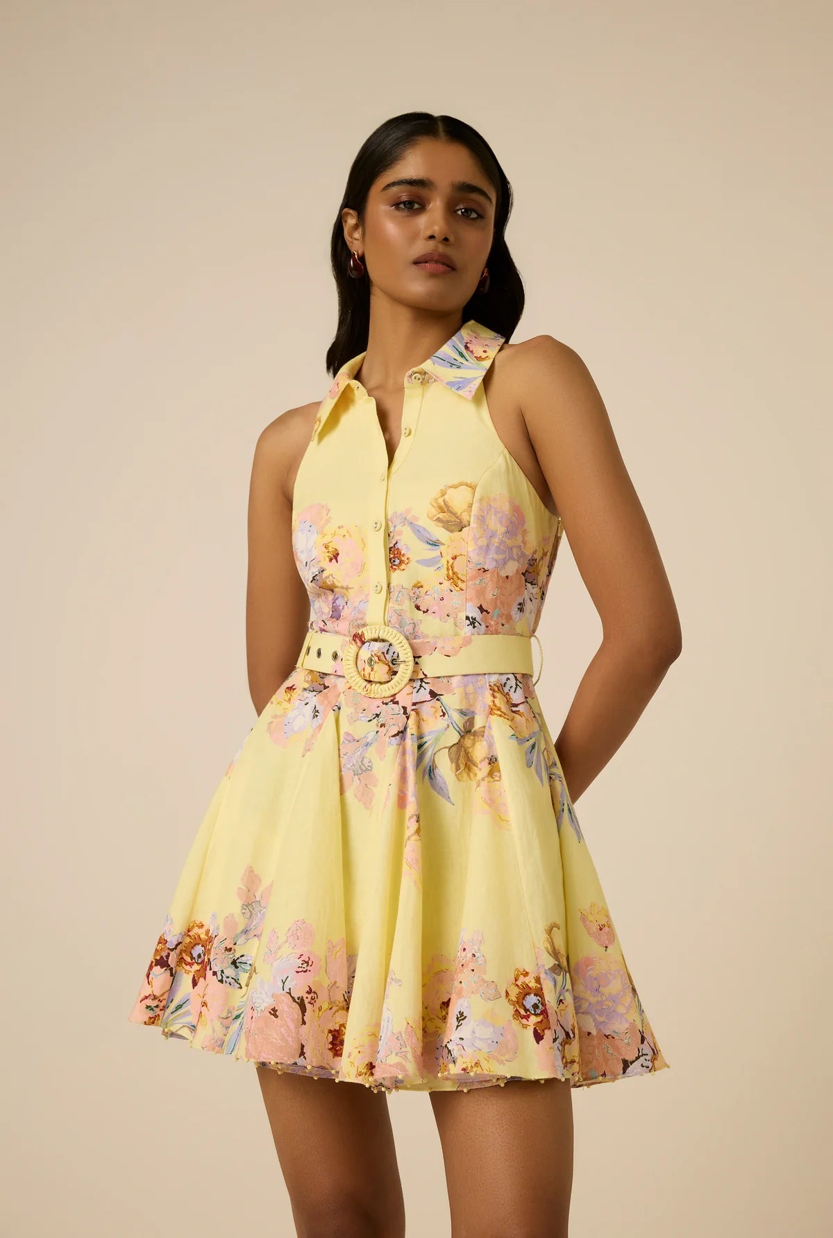 Robe courte Kysha à boucle Hemant & Nandita Jaune