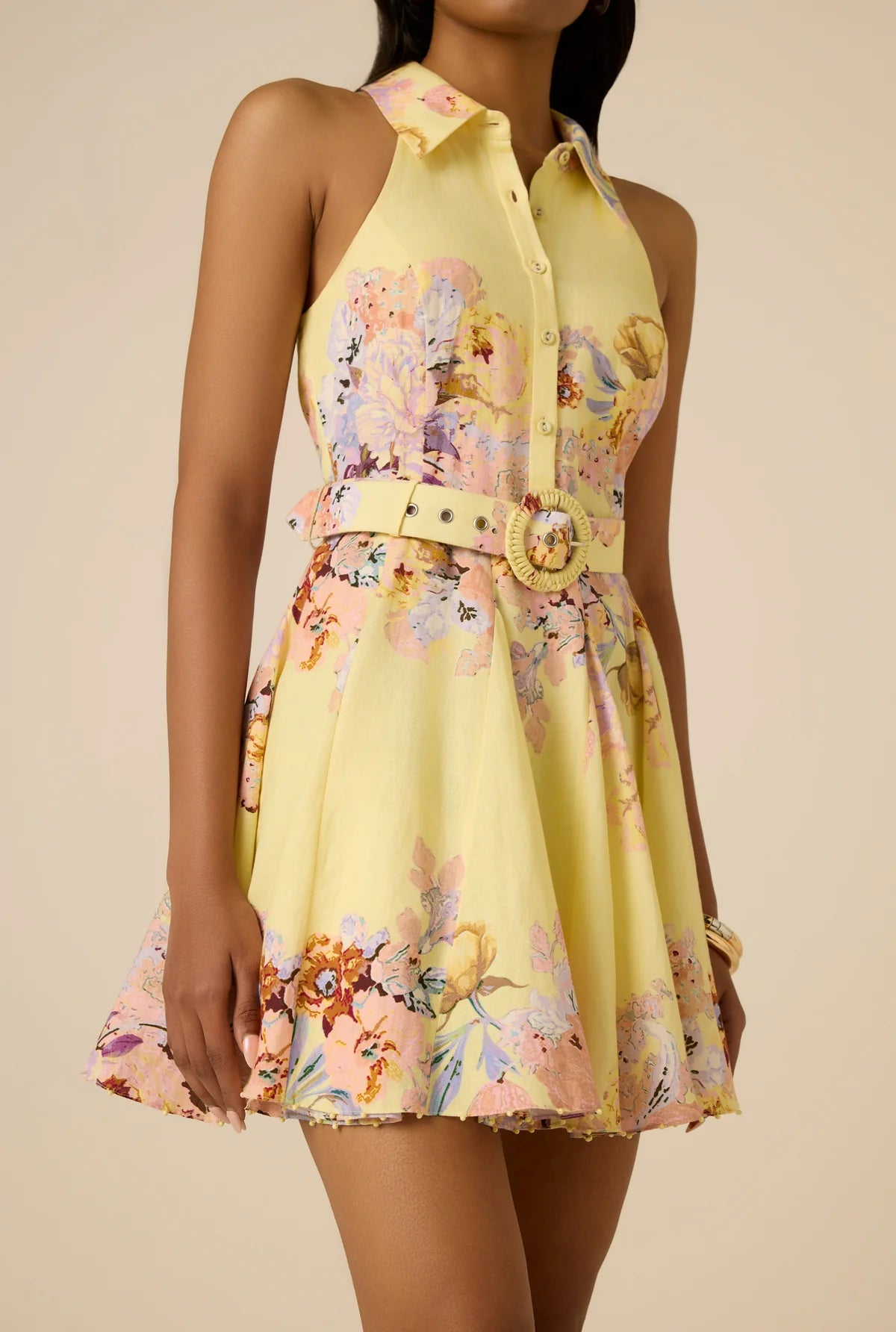 Robe courte Kysha à boucle Hemant & Nandita Jaune