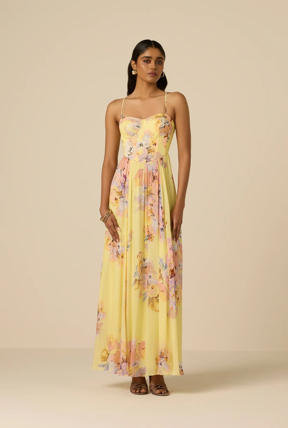 Robe longue corset Kysha Hemant & Nandita Jaune
