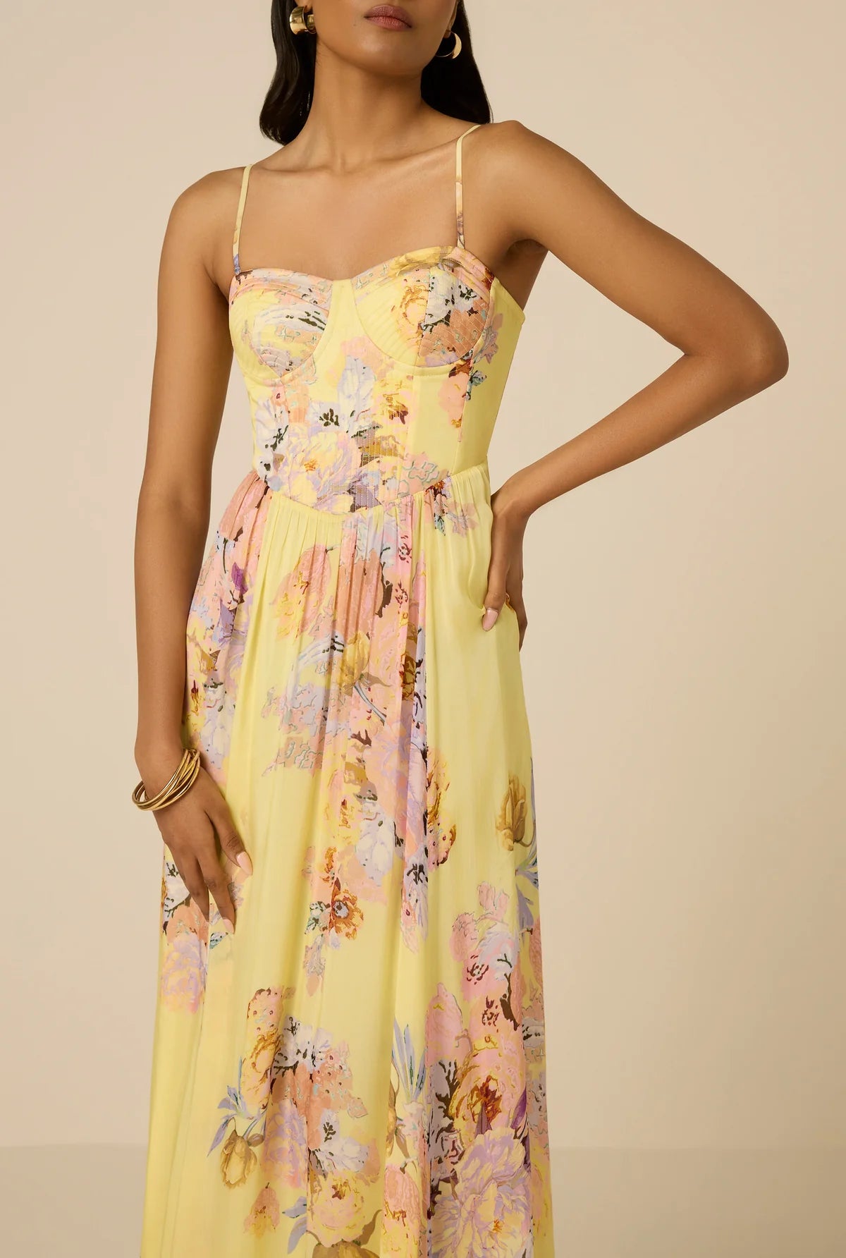 Robe longue corset Kysha Hemant & Nandita Jaune