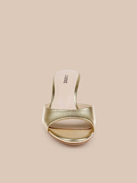 L'Agence Arleen Heels Gold Leather
