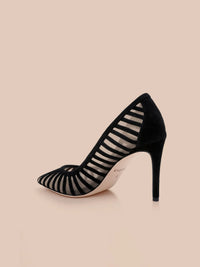 L'Agence Lenox Mesh Pump Black Suede