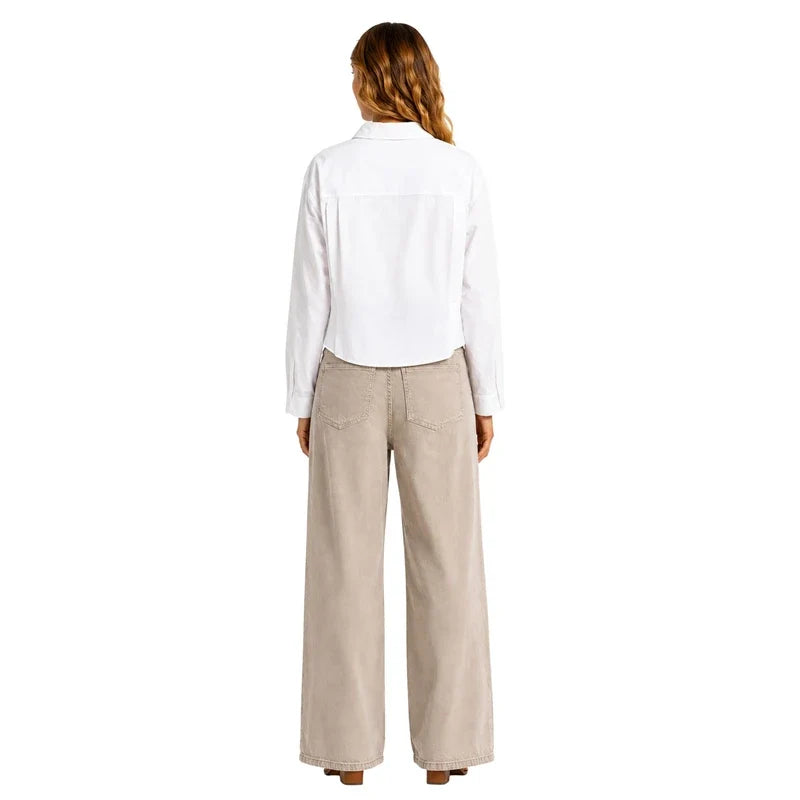 YAYA Blouse en popeline avec détails de boutons - PureWhite
