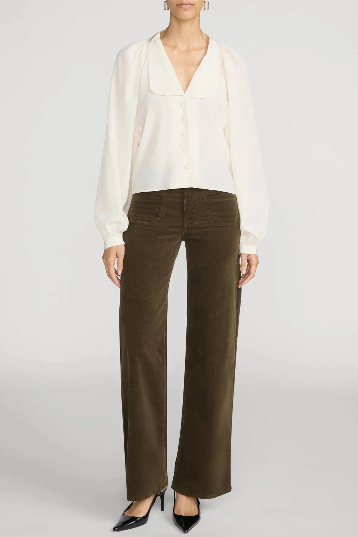 Frame Le Slim Palazzo Modernist Pocket Corduroy - Rich Military