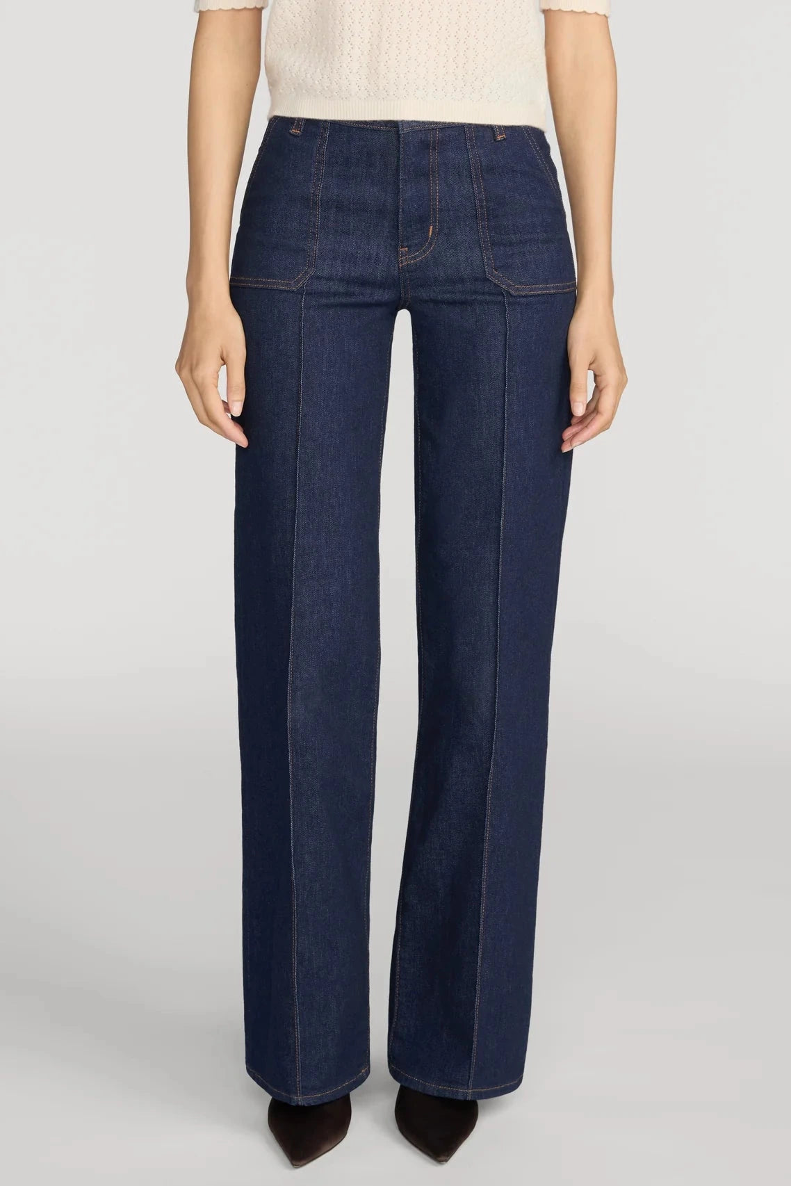 Frame Le Slim Palazzo Pintuck Pocket - Rinse