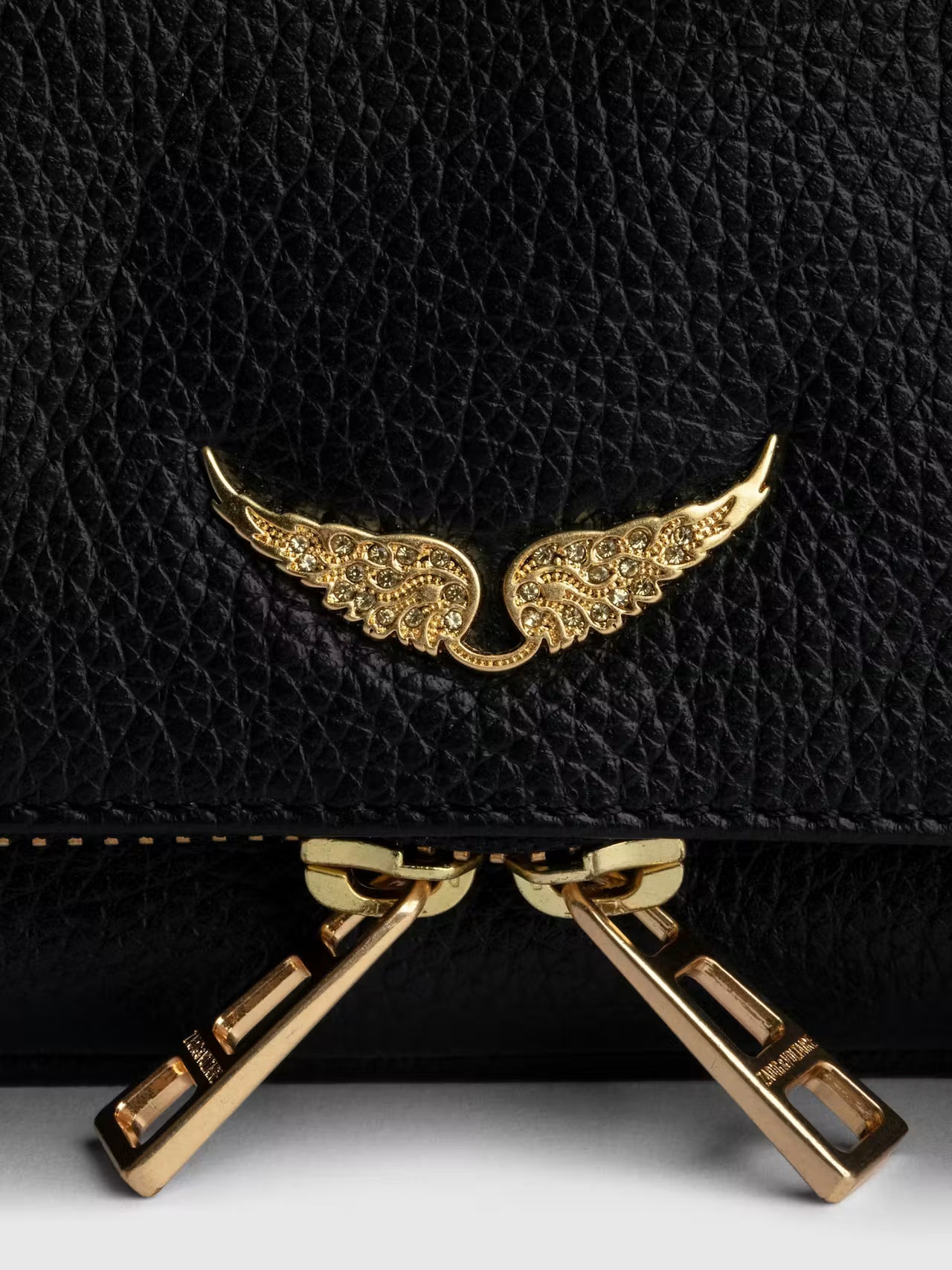 Zadig & Voltaire Rock Nano Grained Leather Bag - Black Gold
