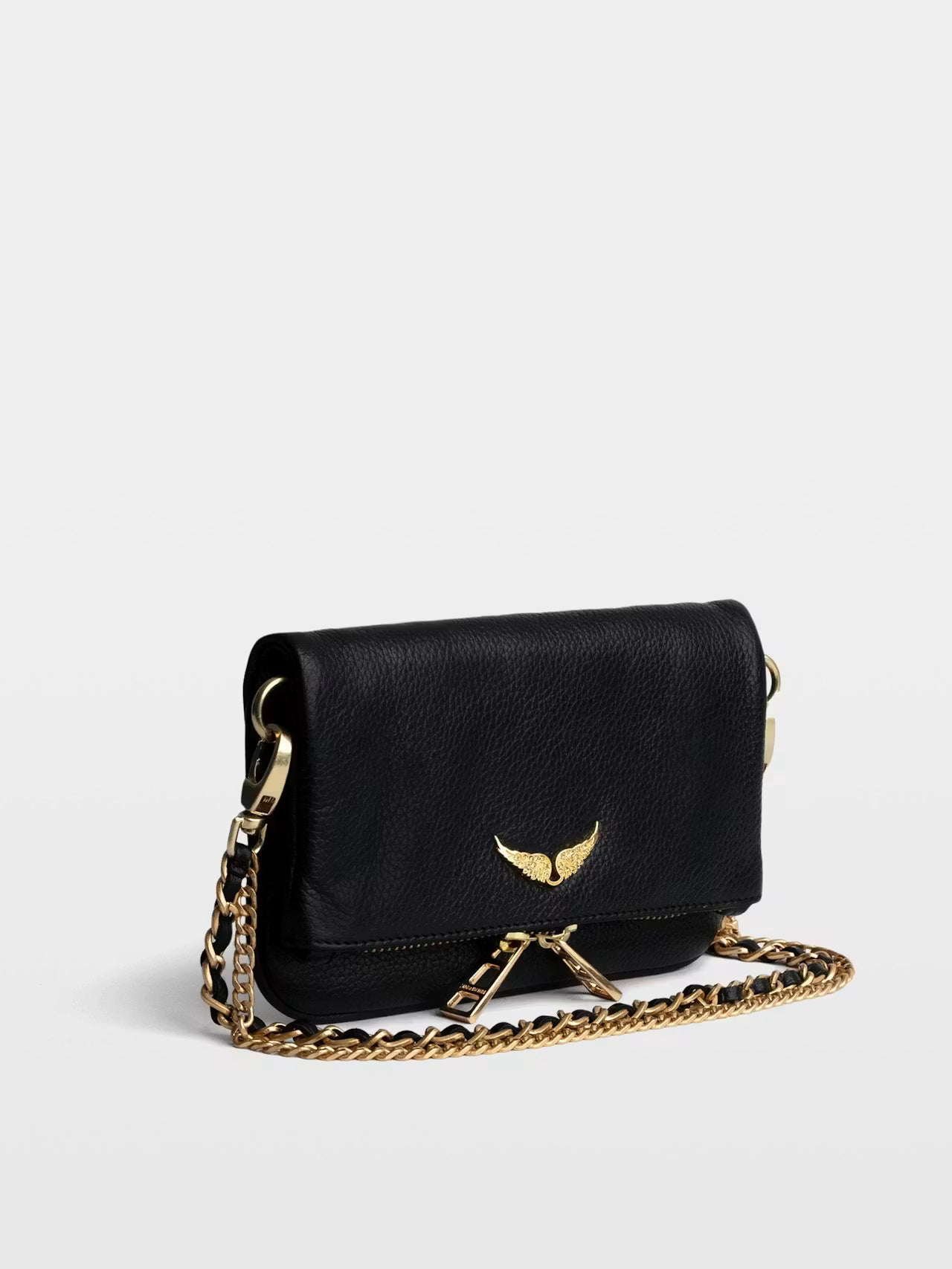 Zadig & Voltaire Rock Nano Grained Leather Bag - Black Gold