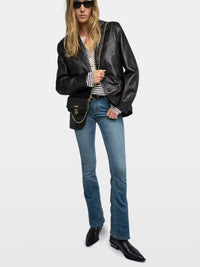 Zadig & Voltaire Rock Nano Grained Leather Bag - Black Gold