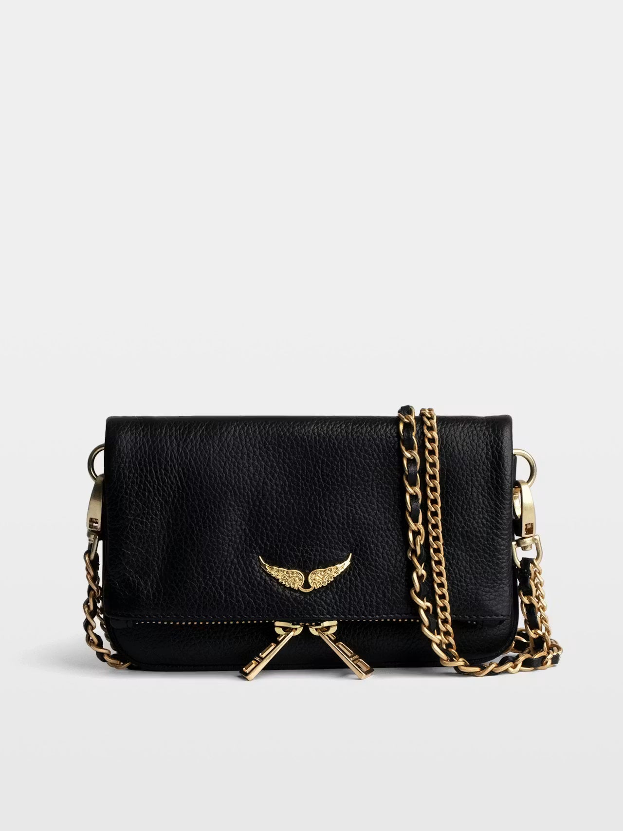 Zadig & Voltaire Rock Nano Grained Leather Bag - Black Gold