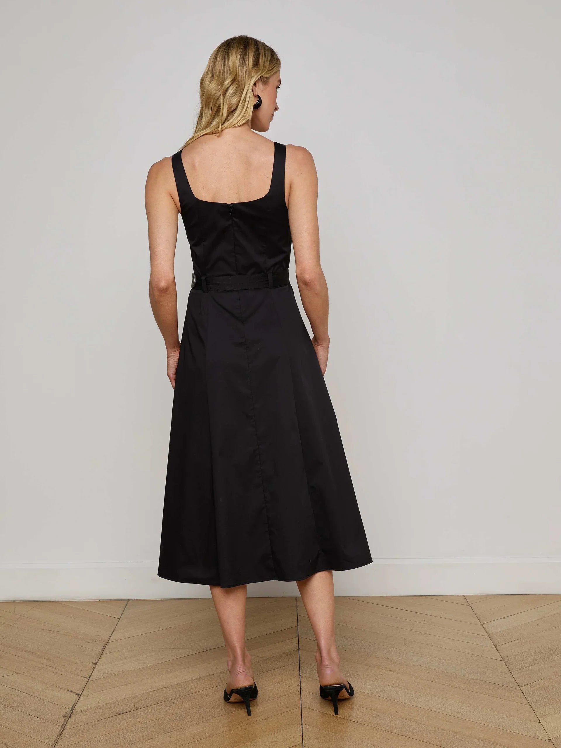 L'Agence Tazia Scoop Neck A Line Dress Black