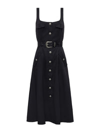 L'Agence Tazia Scoop Neck A Line Dress Black