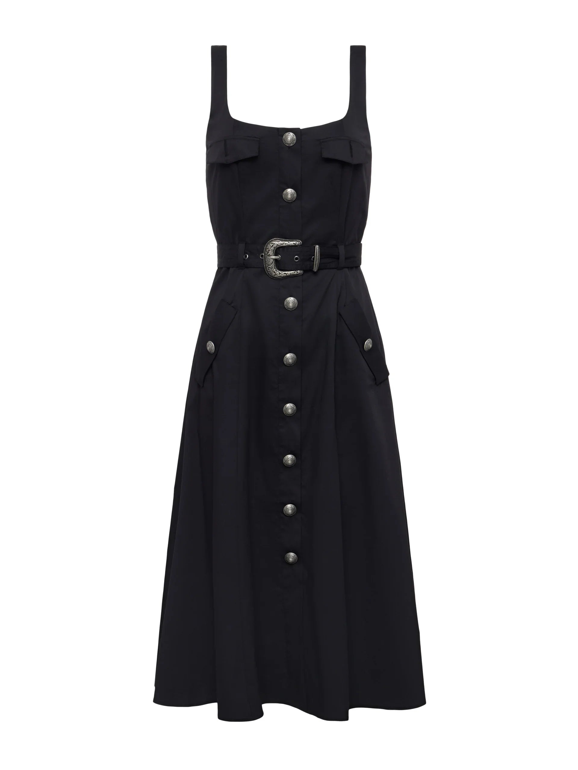 L'Agence Tazia Scoop Neck A Line Dress Black