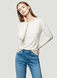 Majestic Filatures Soft Touch Metallic Crewneck Aubergine