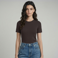 Majestic Filatures 100% Machine Washable Cashmere Short-Sleeve - Chocolate Mousse