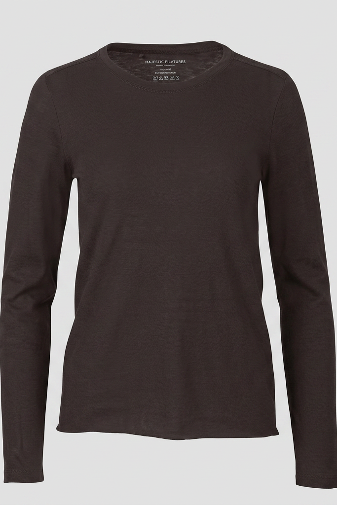 Majestic Filatures 100% Machine Washable Cashmere Long-Sleeve - Chocolate Mousse