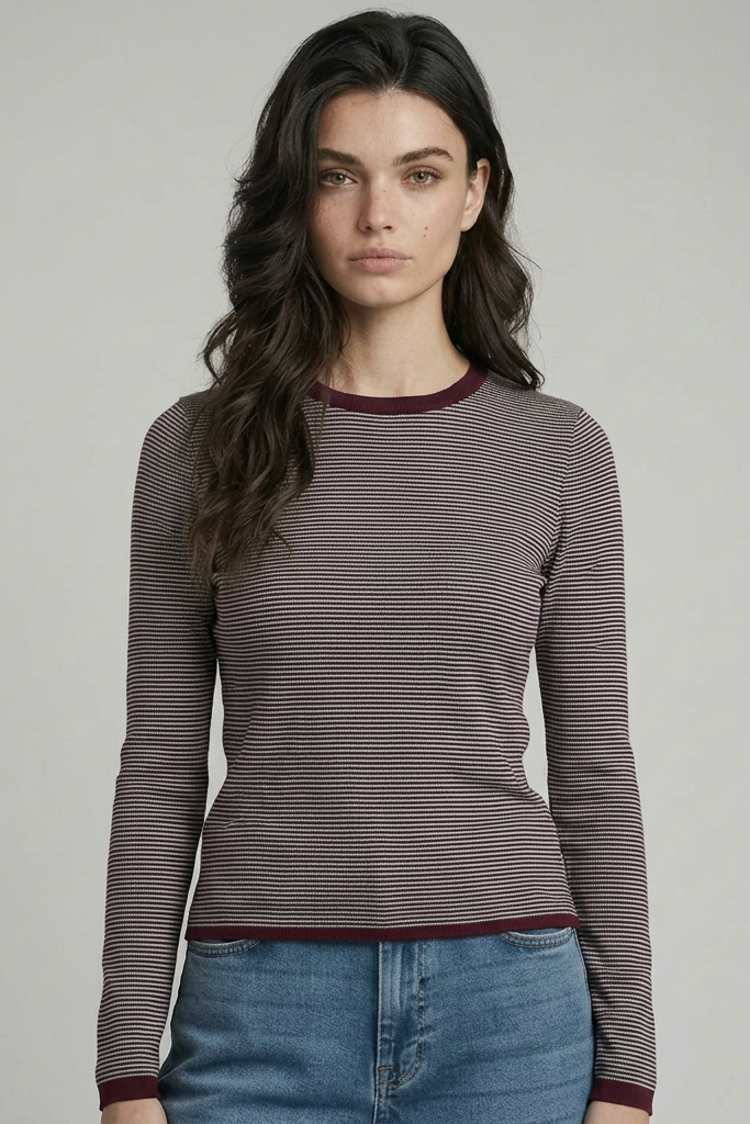 Majestic Filatures Cashmere Stripe Long-Sleeve Crewneck - Marine