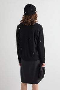 Meimeij Cardigan à col en V avec perles - Noir