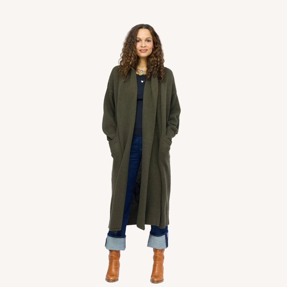 Kerri Rosenthal Mercer Loved Duster Army Green