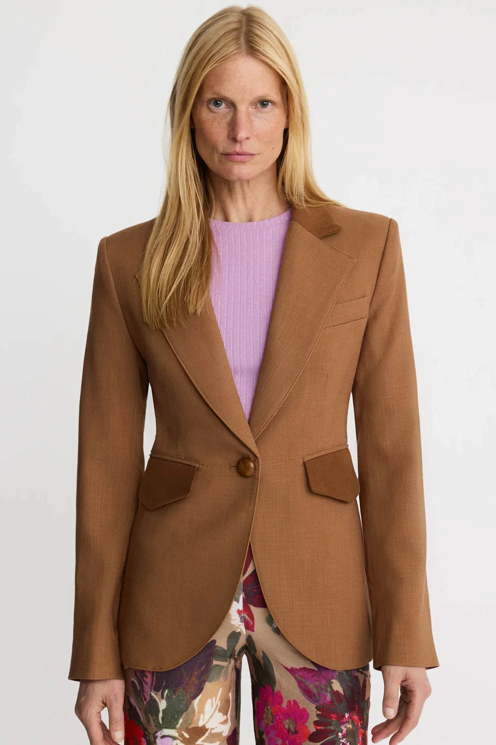 Smythe Blocked Seamed Blazer - Brown