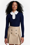 Smythe Ruffle Polo Knit Top