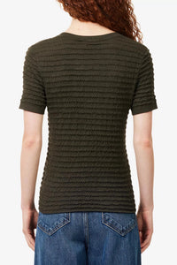 Frame The Smocked Short-Sleeve Sweater - Rich Military