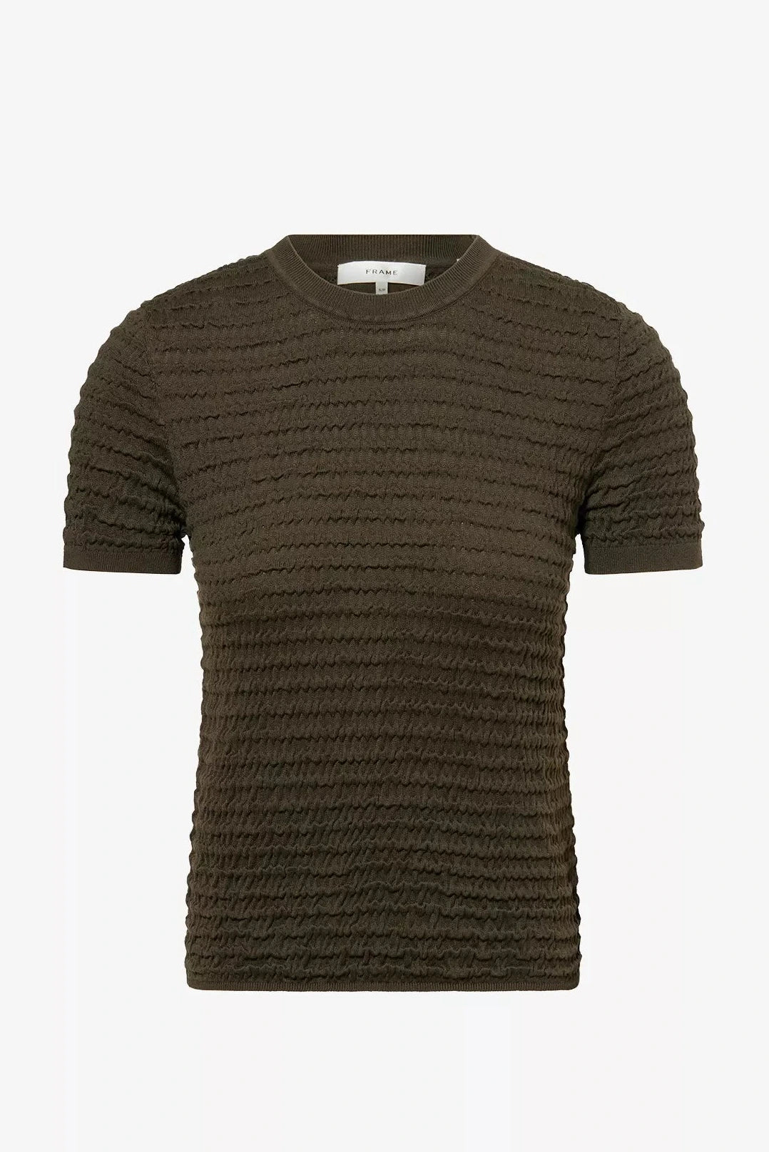 Frame The Smocked Short-Sleeve Sweater - Rich Military