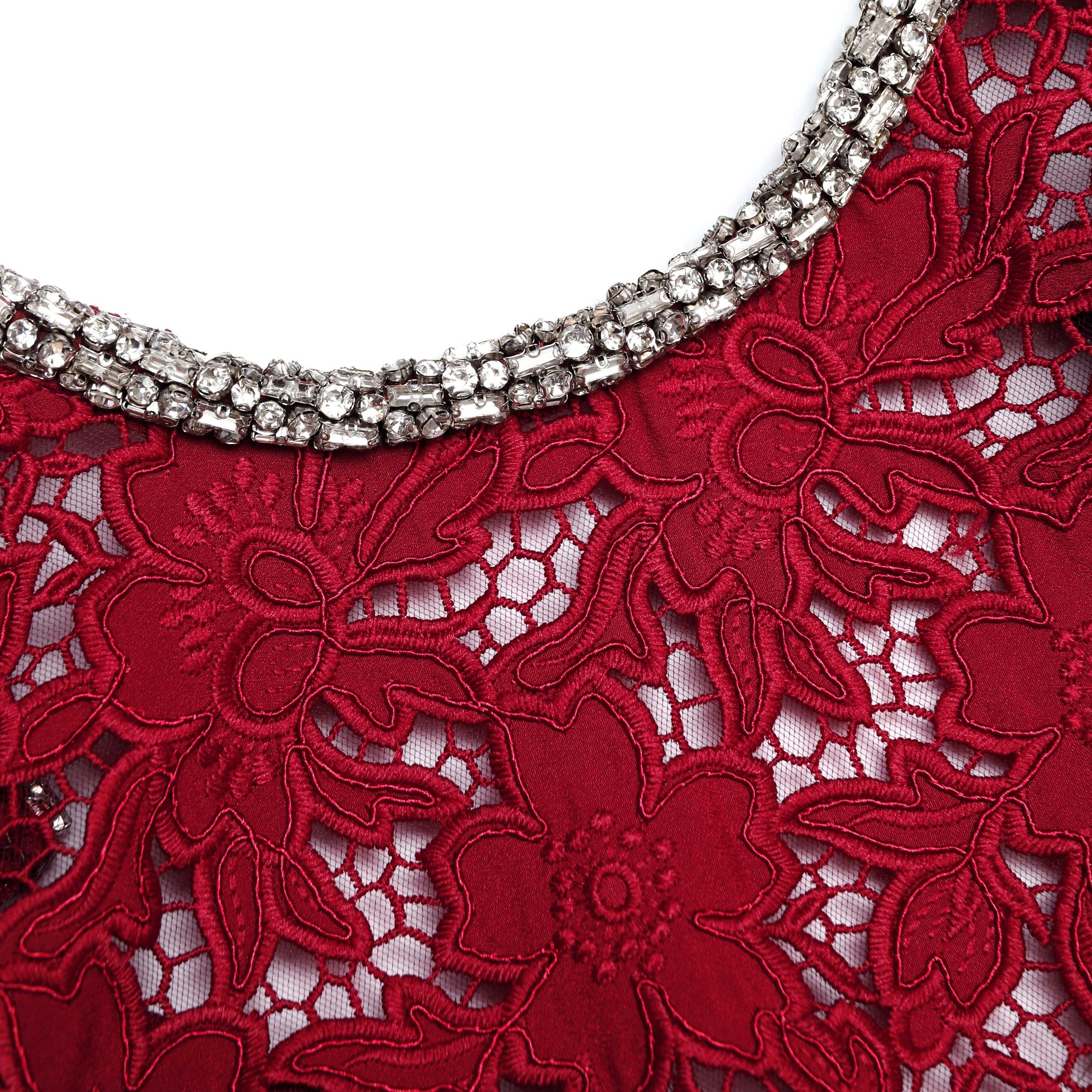 Self-Portrait Burgundy Lace Crystal Trim Top