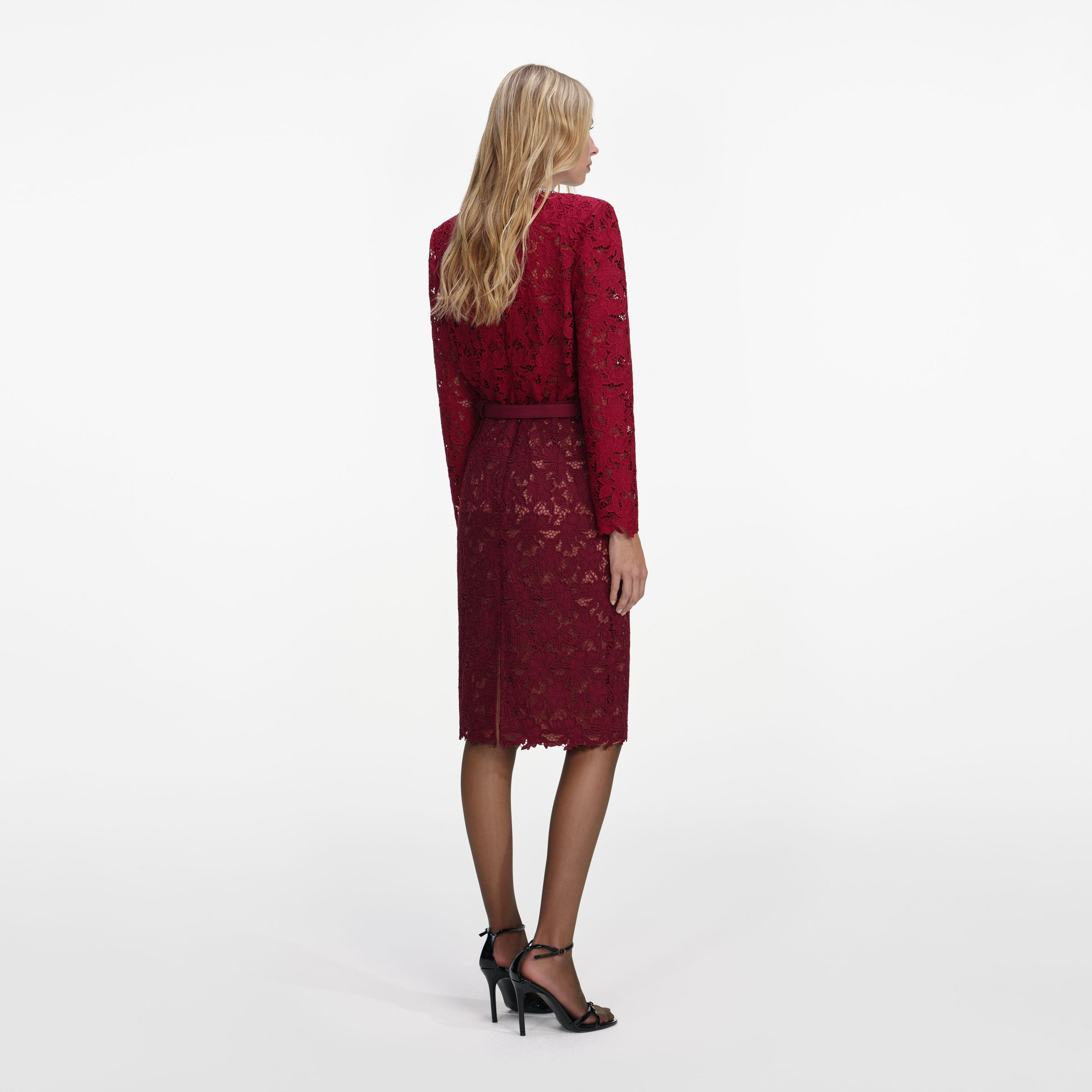Self-Portrait Burgundy Lace Crystal Trim Top