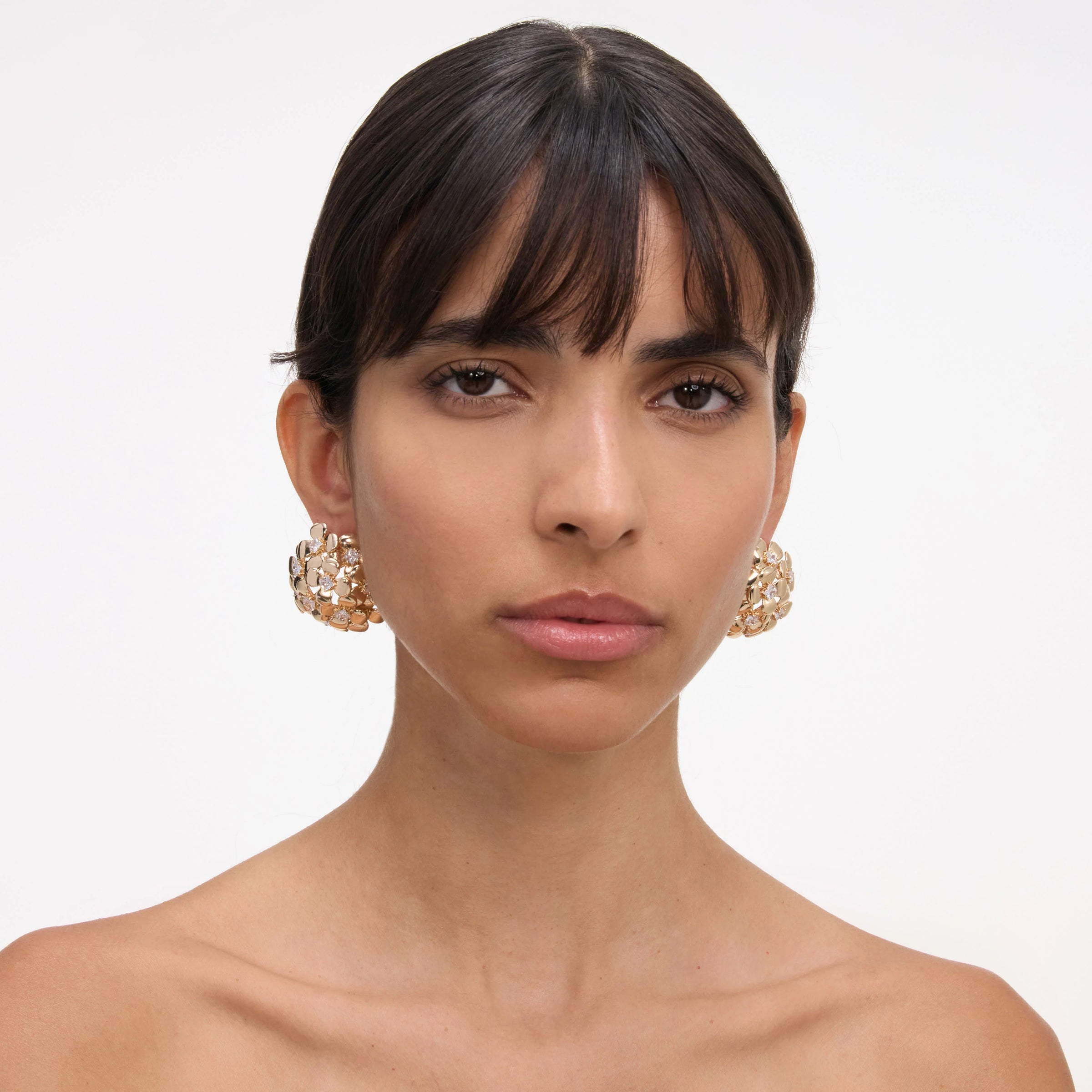 Self-Portrait Gold Flower Cluster Earrings