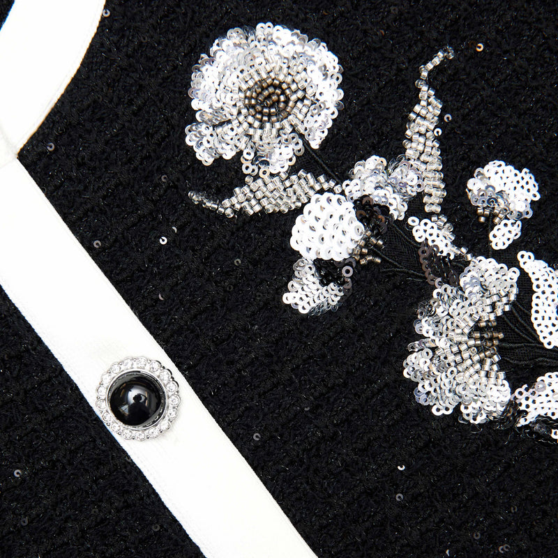 Self-Portrait Knit Floral Jacket & Skirt Ensemble