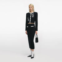 Self-Portrait Knit Floral Jacket & Skirt Ensemble