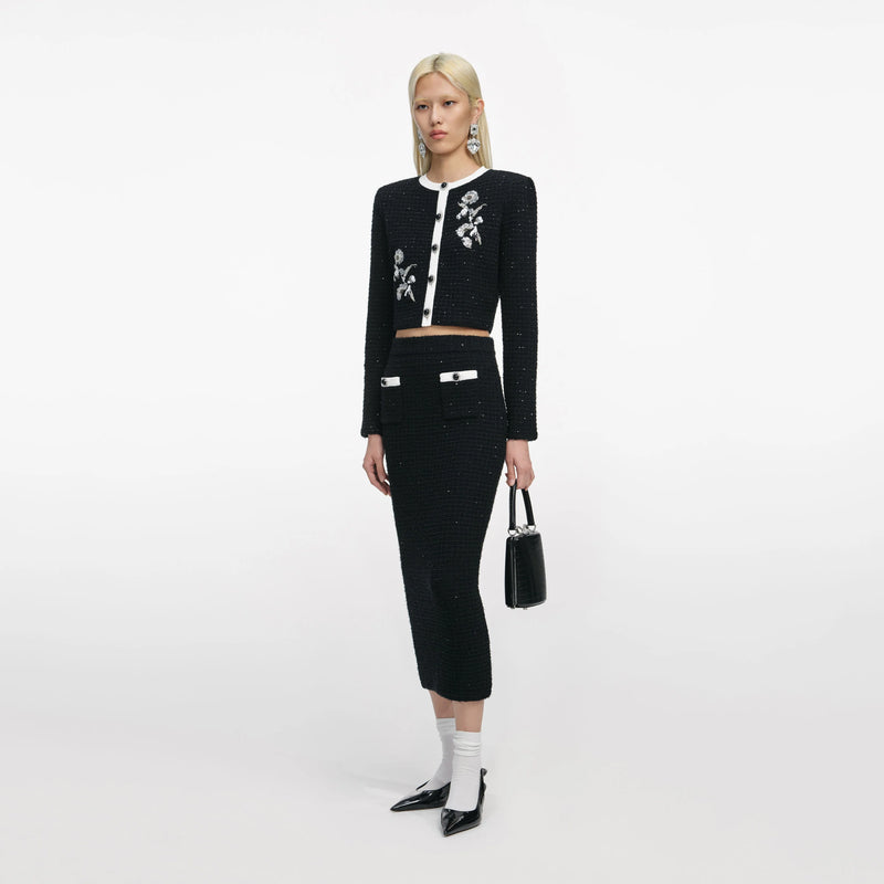 Self-Portrait Knit Floral Jacket & Skirt Ensemble